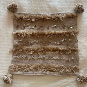 NEW MOROCCAN Bohemian Embroidered Tassel Throw Pillow Cover Hand Made in Morocco